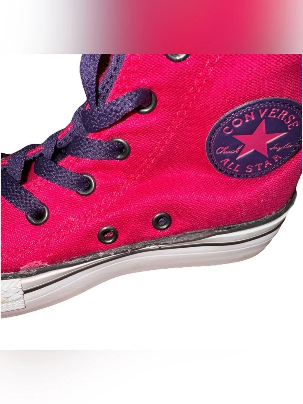 Converse All Star Hot Pink Side Zip Platform Hi‎ Top Sneakers Youth Size 13 READ